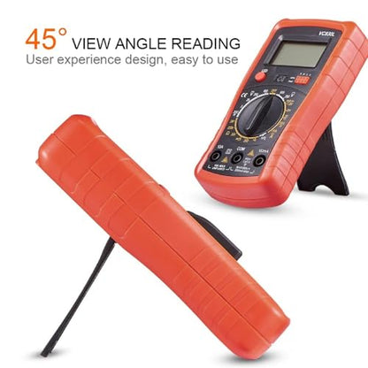 Digital Multimeter with Premium Probes, Measures AC/DC Voltage, Current, Resistance, Diode, Triode, Suitable for Household use, and Industrial use - Red