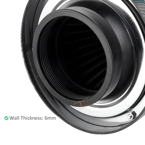 Catekro High Flow 3'' Cold Air Intake Filter, Washable & Reusable, Black