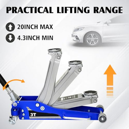 3 Ton Aluminum & Steel Hybrid Hydraulic Floor Jack, Dual Piston Racing Jack, CE Certified - size: Aluminum Body w/ Extra Saddle