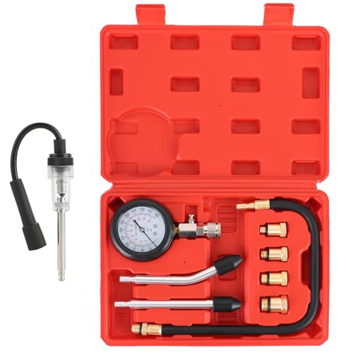 DASBET 9PCS Compression Tester Kit with Spark Plug Tester - color: Red