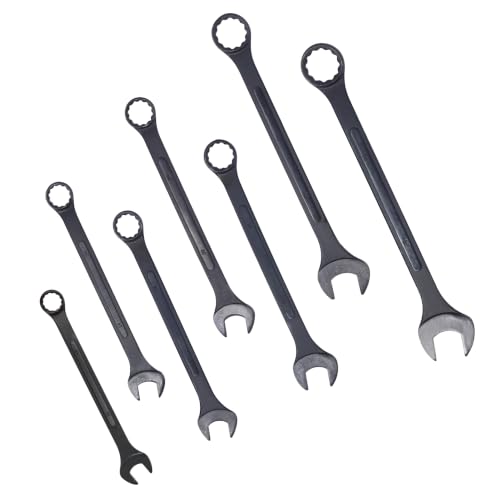Jumbo Combination Wrench Set, 7-Piece Metric (33-50mm), Black Oxide, Storage Bag - Complete Metric Set, All Popular Sizes, European & Asian Vehicles - color: 7-piece Metric (33-50mm), Black Oxide