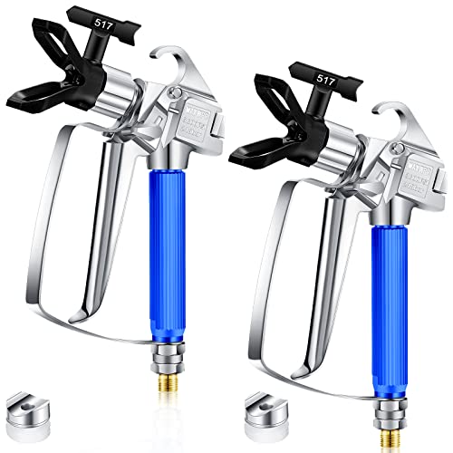 2 Sets 3600PSI Airless Paint Spray Gun High Pressure Airless Paint Sprayer Gun with 517 Tip Swivel Joint for Pump Sprayer Parts Accessories