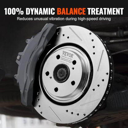VEVOR Front and Rear Brake Kit Compatible with Toyota Sienna, Highlander, Lexus RX350, RX450h, Drilled and Slotted Brake Rotors Ceramic Brake Pads Replacement, 12.9" Front Rotors 12.2" Rear Rotors - size: S-31511 + S-31544