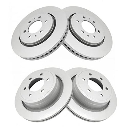 TRQ Front & Rear Brake Rotors Set Premium G-Coated - style: BRA15442
