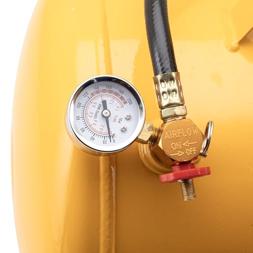 TOOLUXE 30010L 5 Gallon Air Tank, Portable Air Tank, 125 PSI Maximum Pressure, Horizontal Air Compressor Tank, 1/4" NPT 40 Inch Industrial Hose & Chuck, 140 PSI Safety Valve - size: Portable Air Tank
