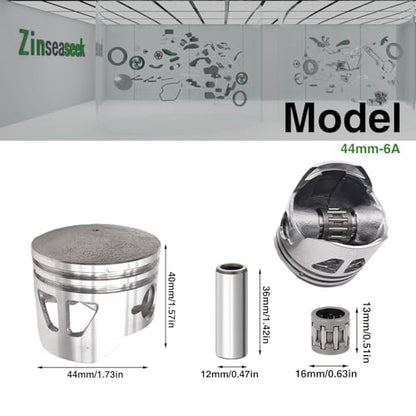 40mm 44mm Cylinder Assembly Piston Assembly for 43cc 47cc 49cc 2 Stroke Engine with Cylinder Piston Ring Circlip Gasket Piston Pin Needle Bearing Spark Plug (44mm-6A, Piston) - color: 44mm-6A, size: Piston