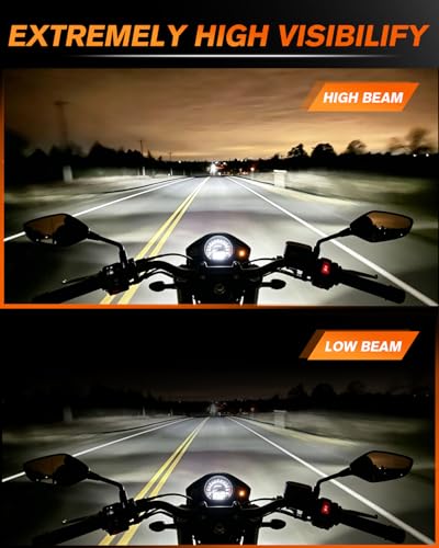 MGLLGHT 7 Inch LED Headlight Motorcycle High/Low Beam 1000% Bright DRL Amber Turn Signal, Projector Angel Eyes Compatible with Electra Glide Tour FLD Softail Street Glide Road King - color: Sun Design
