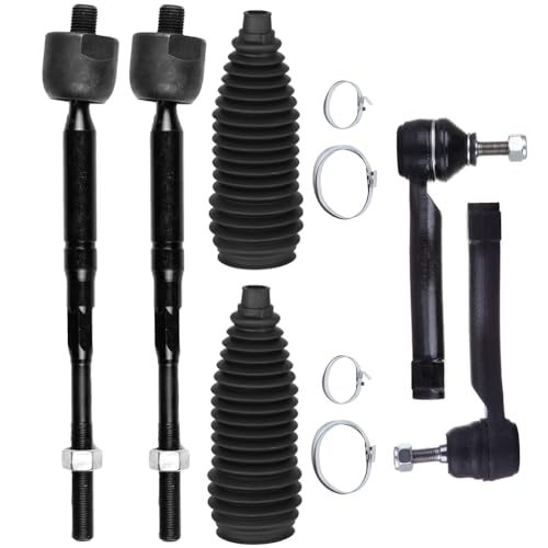 Front Inner Outer Tie Rod End w/Steering Boot fit for Nissan Sentra 2007 2008 2009 2010 2011 2012, Front Suspension Kit - 6pc Set - color: Tie Rod+Boot, size: For Nissan Sentra