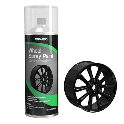 NADAMOO Aluminum Wheel Clear Protective Topcoat + Semi-gloss Black Wheel Rim Spray Paint 2 Cans