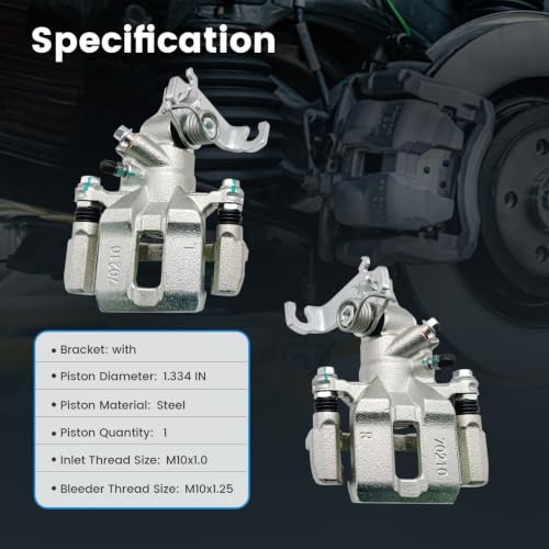 2 Pcs Brake Calipers Fit for 1998-2007 Honda Accord 2004-2008 Acura TSX, Left & Right Rear Disc Brake Calipers w/Bracket Replace for 19B2068 19B2069 - size: 19B2068+19B2069