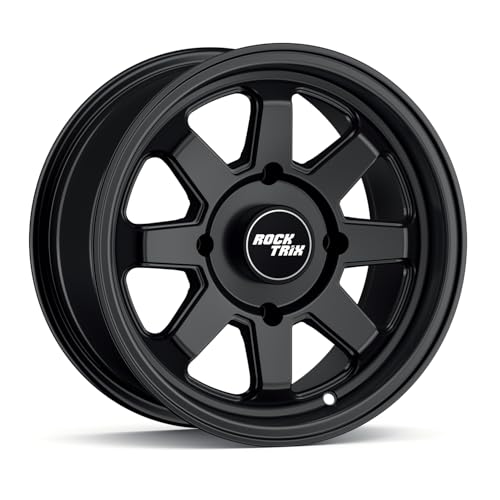 RockTrix RT116 14x7 ATV UTV Wheel 4x110 5+2 Offset Black with 12x1.5 Nuts - size: 14x7 (5+2)