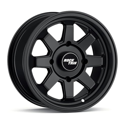 RockTrix RT116 14x7 ATV UTV Wheel 4x110 5+2 Offset Black with 12x1.5 Nuts - size: 14x7 (5+2)