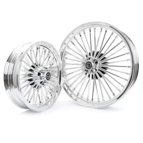 TOFR 21x3.5 16x3.5 Chrome Fat Spoke Wheels For Harley Touring Baggers 84-08 - color: Chrome, size: Front:21x3.5 Rear:16x3.5