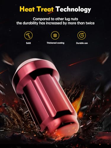 MIKKUPPA M12x1.5 Lug Nuts, Rose Pink 20PCS Closed End Spline Lug Nuts - color: Rose Pink