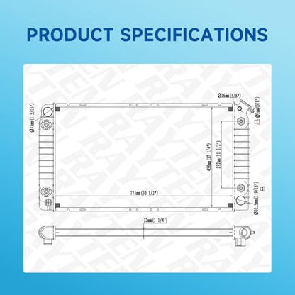 Rayten Radiator Compatible with 92-95 Buick LeSabre & 91-96 Buick Park Avenue & Cadillac:87-92 Allante;85-90 Commercial Chassis;85-95 DeVille;86-90 Eldorado Fleetwood Seville & 92-93 for Oldsmobile 88 - size: RAD:856