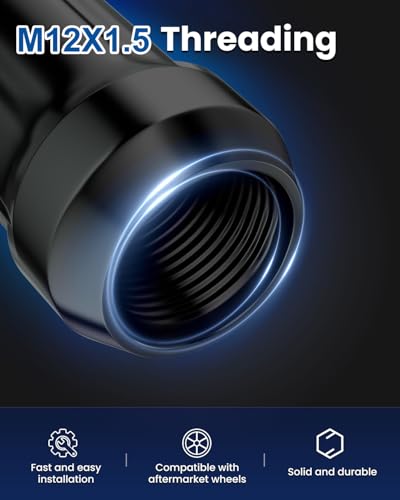 GAsupply M12x1.5 Lug Nuts Spline Black, 1.38" 35mm Tall Cone Seat, 4 Pack - color: Black, size: M12x1.5, style: 4 Pack-1.38" Tall