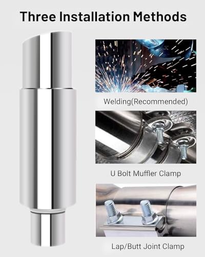 Universal 63mm Car Exhaust Mufflers 15" Length ((Multicolor, 2.5'' Inlet 3.5'' Outlet) - color: Silver, size: 2.5' in 3.5'' out