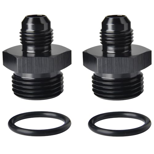 6AN Male Flare to 10AN ORB O-ring Boss Fuel Pump Rail Adapter Fitting Aluminum Black, Pack of 2 - color: Black - 2PCS, size: 6AN to 10AN ORB