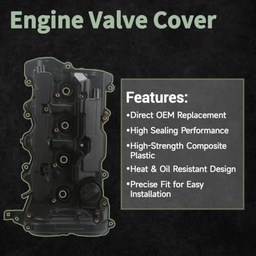 123105BAA01 Engine Valve Cover with Gasket Compatible with 2016-2025 Honda Civic Accord HR-V 2.0L L4, Replace 12310RPYG01 Valve Cover Assembly