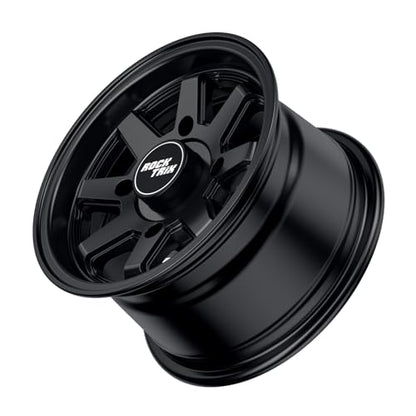 RockTrix RT116 12x7 ATV UTV Wheel 4x137 5+2 Offset, Matte Black, 1pc Single - size: 12x7 (5+2)