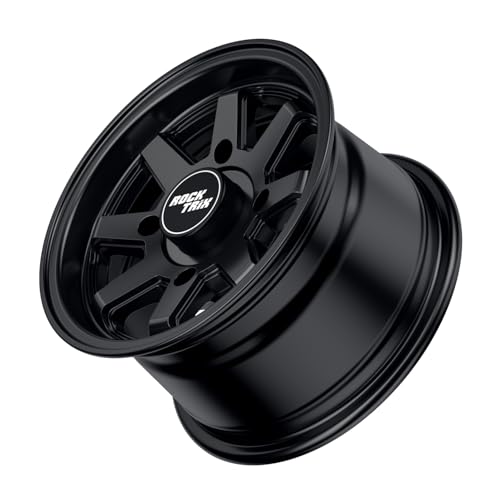 RockTrix RT116 12x7 ATV UTV Wheel 4x110 5+2 Offset, Matte Black, 1pc Single - size: 12x7 (5+2)