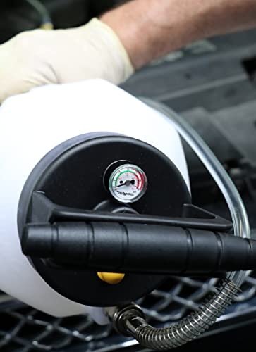 Mityvac MV6400 Fluid Dispensing System for Filling or Topping Fluids, 1.2 Gallon Reservoir, Manual Pump, Pressure Gauge and Relief Valve, Auto-shutoff Valves, 5' Hose with Flow Control Valve - style: MV6400