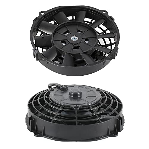 7" Electric Radiator Cooling Fan Assembly Kit with 12V 80W Motor Universal High Performance Slim Fan Push Pull Black - style: 7" Straight