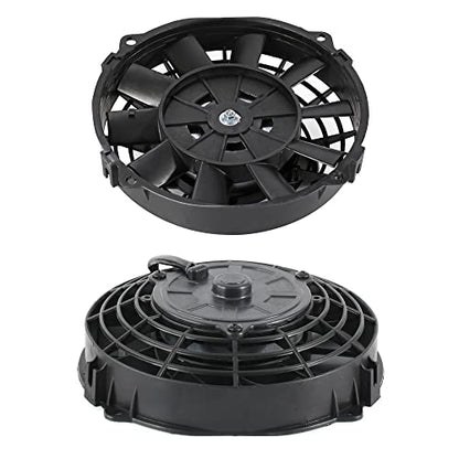 7" Electric Radiator Cooling Fan Assembly Kit with 12V 80W Motor Universal High Performance Slim Fan Push Pull Black - style: 7" Straight