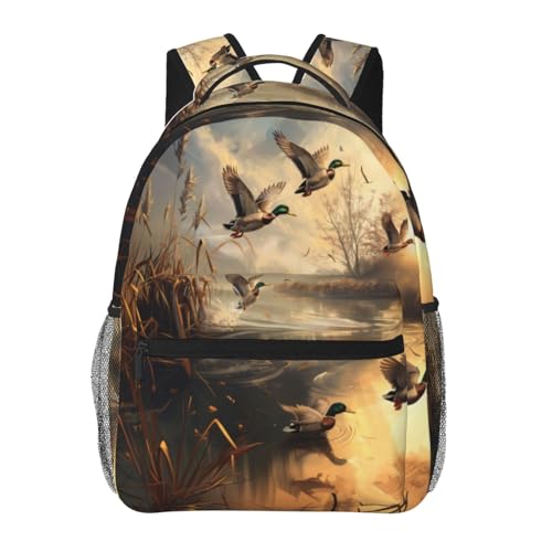 Mallard Duck Backpack, Travel Backpacks Laptop Rucksack for Women, School Bookbag for Kids Girls Boys Teens, Wildlife Bird Hunting Back Pack Accessories Bag for Work, Ideal Gifts for Duck Lovers - color: Mallard Duck