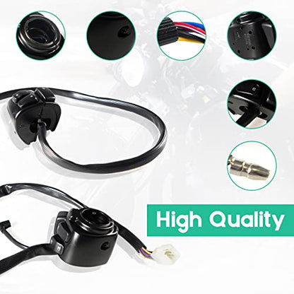1 Pair Motorcycle 1" Handlebar Switches Control and Wiring Harness with 1996-2012 Harley Softail Dyna Sportster V-Rod（Black） - color: Black