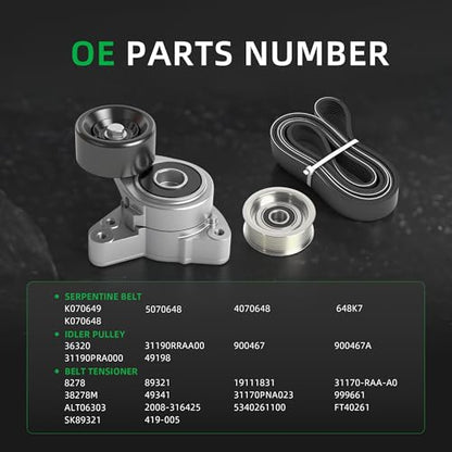 Serpentine Belt Tensioner Idler Pulley Kit #31170RAAA01 36320 - size: for civic 2006-2011
