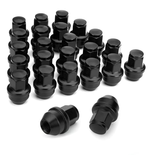 Dynofit 14x1.5 OEM Lug Nuts for 2015-2026 F150, 24pcs One-piece Stock Wheel Nut Compatible with Ford Expedition, 2015-2026 Lincoln Navigator, 14mmx1.5 Factory Tuner Nuts Replace OE#611008 - color: Black, size: M14x1.5,1.75",Ford