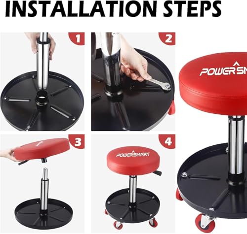 PowerSmart 330 lbs Capacity Adjustable Pneumatic Roller Seat with Wheels