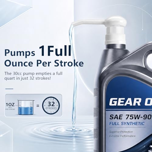 Fluid Transfer Pump for Gallon Quart Bottles - 4 Cap Adapters 38mm 40mm 43mm 50mm with Extension Tubes - Oil Transmission Gear Fluid ATF Hand Pump for Wide Mouth，and Fluid Pump - color: 30cc fluid pump 1 pack