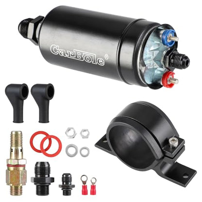 CarBole Universal Electric External Inline Fuel Pump, 12V 300LPH High Flow Rate, with Mounting Bracket Clamp