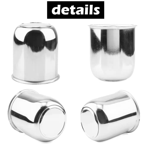2Pcs 3.19" OD 3.62" H Trailer Wheel Center Caps with Removable Top - color: Chrome, size: 3.19" OD 3.62" H