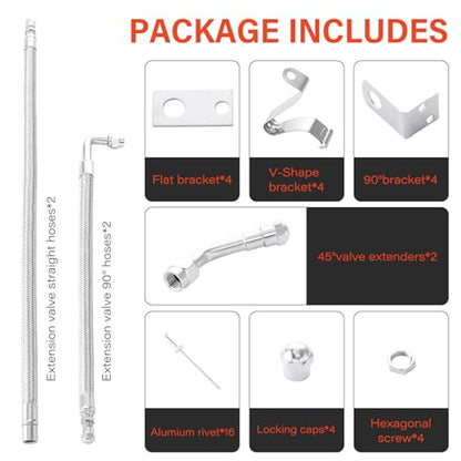 Dually Valve Stem Extenders Kit, 16" to 19-1/2"