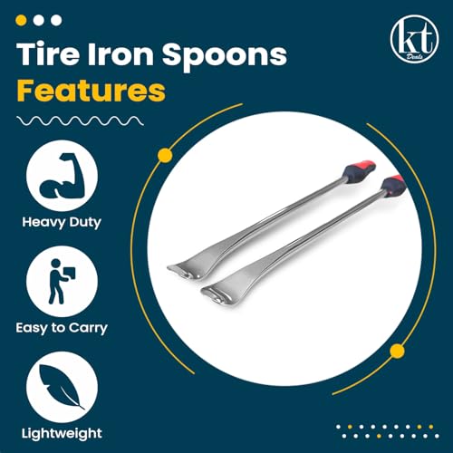 14.5" Tire Spoons Motorcycle Tire Iron Levers Pry Bar Set Changing Tires Removal Repair Tool Kit Tyre Changer Remover Metal Steel for Dirt Bike Scooter Bicycle Mower 14.5 inch Long (2)