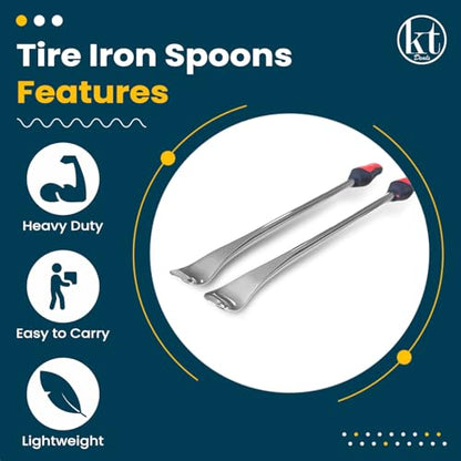 14.5" Tire Spoons Motorcycle Tire Iron Levers Pry Bar Set Changing Tires Removal Repair Tool Kit Tyre Changer Remover Metal Steel for Dirt Bike Scooter Bicycle Mower 14.5 inch Long (2)