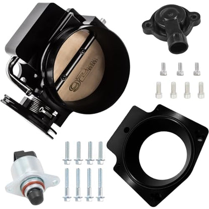 92MM Throttle Body with TPS IAC Sensor and Throttle Body Spacer Adapter Fits for Chevy GM Gen III LSX LS LS1 LS2 LS7 Engine Black - size: 92MM Black with TPS & Spcaers