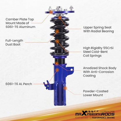 maXpeedingrods Coilovers for Toyota Camry 1992-2001, Avalon 1995-2003 - color: Blue