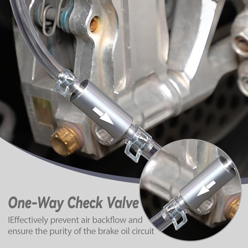 Brake Bleeder Hose, 2025 New One Way Check Valve Tube Bleeding Tool Kit for Car Motorcyle Clutch - Universal Hydraulic Brake Fluid Bleeder with Complete Kit (1 Set) - color: 1 Set
