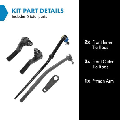 TRQ Front Steering Kit Pitman Arm Tie Rod - style: PSA30117