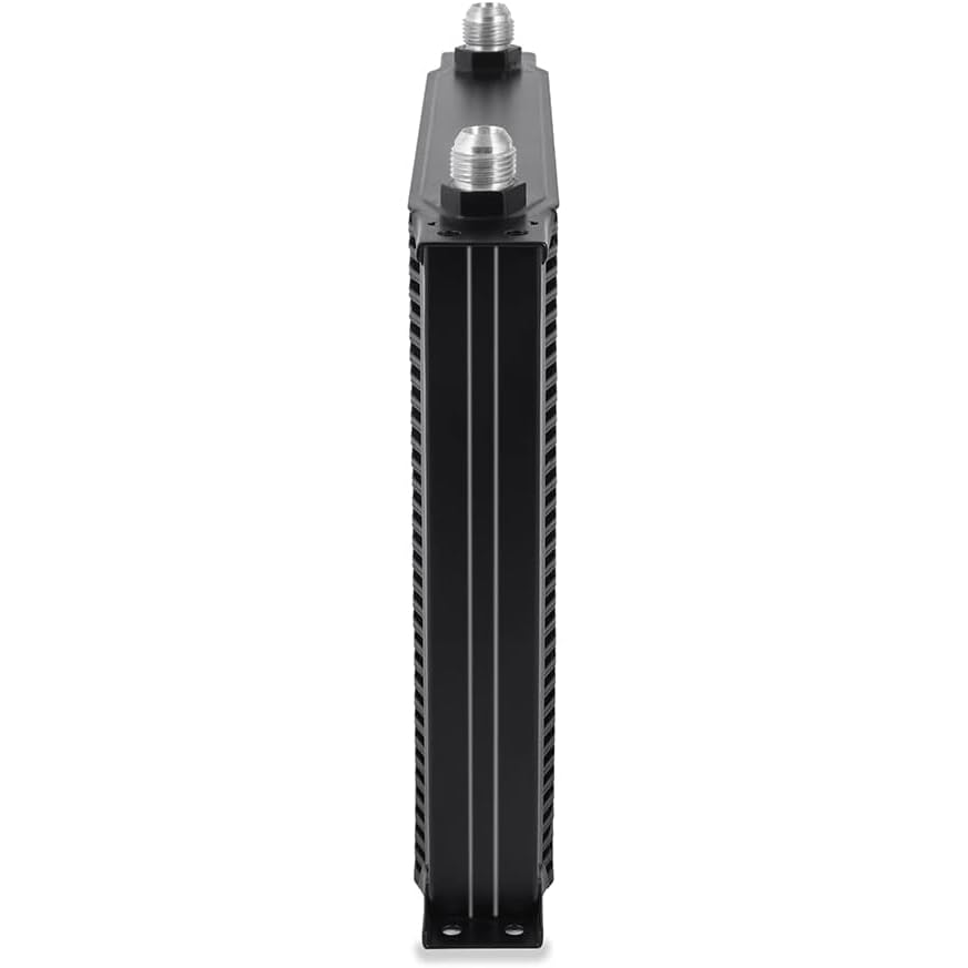 34 Row Large Black Aluminum Auto Engine Transmission Oil Cooler 12 Volt 90w Electric Fan 6AN in-Line Hose End Fitting 180'F Degree Temperature Switch Thermostat Wiring Kit
