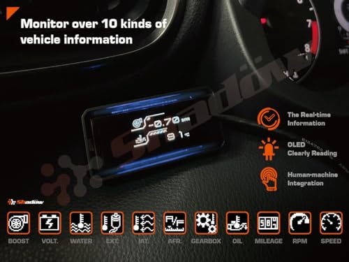 Shadow OBD2 Display D-Meter 2 Plus - Minimalist & Futuristic Multi-Functional Gauge with RGB Accent Light, Sleek Black Frame, DTC Scan & Clear, High-Tech Design for 12V/48V Cars