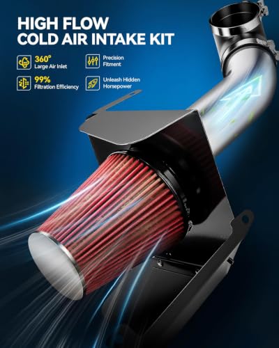PHILTOP 4" Cold Air Intake Kit Fit for 2008-2010 Dodge Challenger - color: Red, size: 2005-2008 Magnum 5.7/6.1L