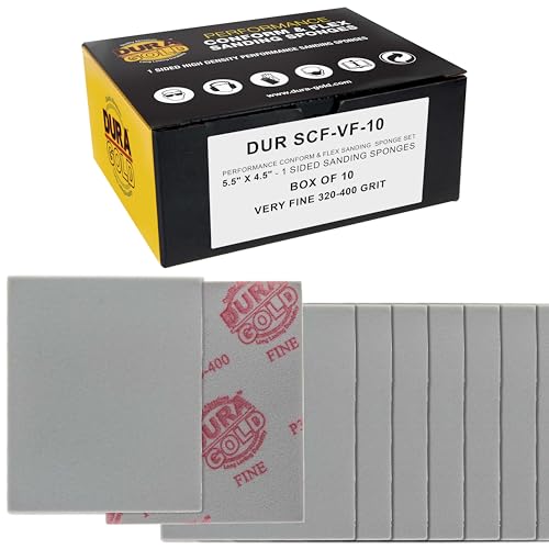 Dura-Gold Very Fine Cut Sanding Sponges 5.5" x 4.5", 320 to 400 Grit, Bx 10 - style: Very Fine