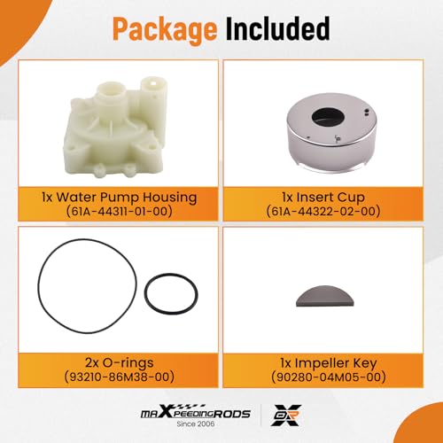 maXpeedingrods Water Pump Impeller Kit for Yamaha Engine Models 4 Stroke - size: For 75 90 115 HP 2002-2017