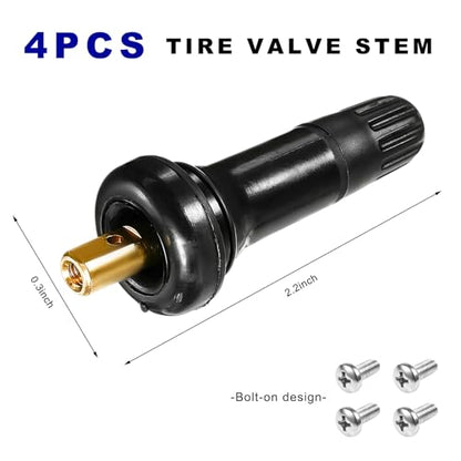 4 PCS TPMS 20008 Tire Valve Stem, Snap-in Auto Tire Pressure Sensor Valve Stems for 0.453" Rim Holes, Rubber Tubeless Valves Stem for Commander Lucerne Avenger Charger Durango