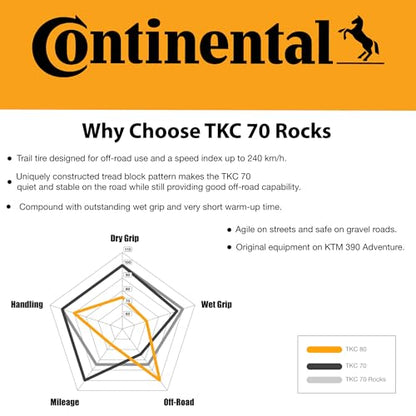 Continental TKC 70 Rocks Rear Motorcycle Tire 150/70R18 Adventure Tour - size: 150/70 R 18 M/C 70S TL